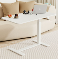 Table mobile à une jambe Table mobile à colonne unique à hauteur réglable Bureau debout mobile à levage pneumatique avec roues Table de bureau