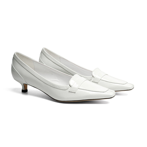 WETKISS - Mocasines de Cuero Blanco Puro Personalizados para Mujer, Zapatos de Tacón Bajo, Punta Cuadrada <span class=keywords><strong>Estrecha</strong></span>, Zapatos de Vestir, Mocasines de Oficina para Mujer - Product Image 1