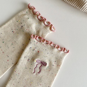 Calcetines de Algodón Transpirables para Niñas, con Lazo y Volantes, Diseño de Primavera, para la Escuela, Uso Diario, con Bordado Personalizado - Product Image 3