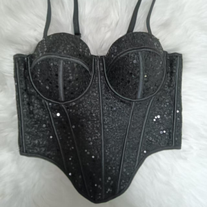 Nuovissimo Top Corsetto da Donna 2026, Sexy, Lavorato a Maglia, Corto, <span class=keywords><strong>Trasparente</strong></span>, Lucido, <span class=keywords><strong>Push</strong></span>-<span class=keywords><strong>up</strong></span>, per Feste Notturne - Product Image 5