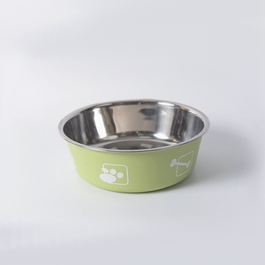 Harga pabrik mangkuk anjing besi tahan karat warna mode mangkuk bulat cetak kartun karet antiselip untuk makanan hewan peliharaan kucing kecil - Product Image 5