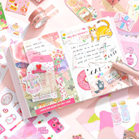 Simno 157 pièces – Kit de fournitures de scrapbooking rose esthétique – Matériaux mignons pour journal créatif – Ensemble de papeterie