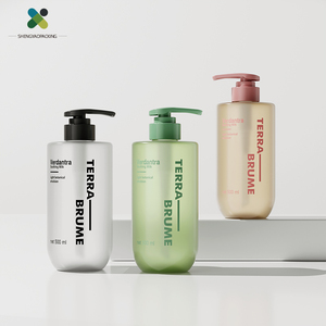 Flacon de lotion à fond rond avec pompe pour shampoing et après-shampoing, ambre givré, <span class=keywords><strong>500</strong></span> ml, emballage cosmétique cylindrique - Product Image 4