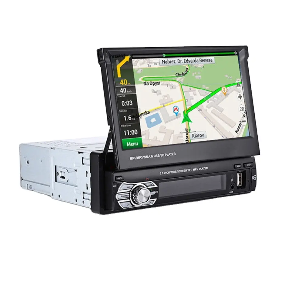 Hot Sale Autoradio Autoradio GPS Navigation BT Stereo 7 "Einziehbarer Touchscreen FM USB Android Auto DVD Player