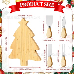 Tabla de Quesos de Bambú con Diseño de Árbol de Navidad, con Juego de 4 Cuchillos, Bandeja de Madera para Servir Frutas, Pan, Sushi, Decoración de Cocina - Product Image 2