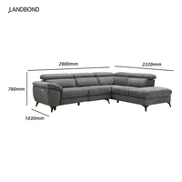 Canapé d'angle multifonctionnel moderne en tissu en forme de L, 3 places, avec fonction inclinable électrique, pour salon, hôtel, appartement