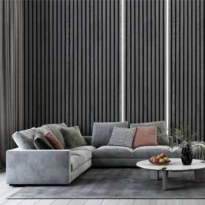 UK Market Hot Selling Customize Smart Black 2.4m Oak Slat Wall Panel <b>Plug</b>-in Play Flexible Strip Light Kits for Home Decoration - Product Image 6