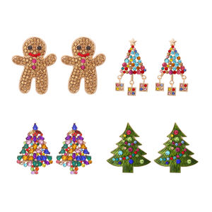 Una variedad de joyería de Navidad al por mayor exquisitos pendientes de diamantes de imitación de lujo lindo diseño Navidad pan de jengibre hombre pendientes - Product Image 1