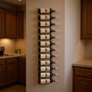 Estante de Pared para Botellas de Vino, Dorado, de Hierro, para 12 Botellas, Diseño Moderno, Resistente al Óxido, para Fiestas - Product Image 2