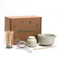 Kit cadeau d'accessoires pour le thé Matcha Fouet en bambou Macha Bol en poterie Support Chawan Chashaku Ensemble de matcha blanc