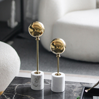 Figurine de boule en métal de style Art déco européen, ballon simple en marbre, décoration de luxe pour la maison, anniversaire, créatif, luxe léger