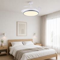 Ventilateur de plafond LED moderne et minimaliste à 3 pales avec moteur DC en cuivre, lampe lustre télécommandée pour chambre à coucher avec éclairage