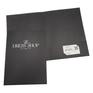 Tùy chỉnh thư mục màu đen với dập nổi quảng cáo khuyến mại 2 túi Giấy các tông thư mục tập tin in ấn A4 thư mục trình bày - Product Image 4
