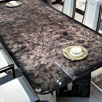 Table de salle à manger ronde moderne avec dessus en marbre et socle en bois Furnistyle