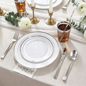 Complete <b>Disposable</b> Plastic Dinnerware Set Multi-person Serving Tableware Kit <b>Disposable</b> <b>Plates</b> Cutlery Cups Napkins for Party - Product Image 2