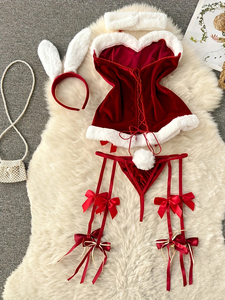 Sexy Konijntje Meisje Kostuum Set Verleidelijke Lingerie Met Speelse Oren Staart Roleplay Pyjama Outfit Voor Vrouwen - Product Image 5