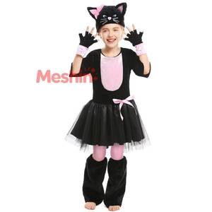 Disfraz Infantil de Gato Negro y Rosa con Lazo para Halloween, Cosplay de Personajes Animales - Product Image 1