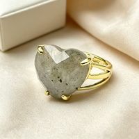 WT-R616 Bagues tendance et romantiques plaquées or 18 carats avec pierres précieuses naturelles colorées en forme de cœur facetté, comme cadeau d'anniversaire pour femme