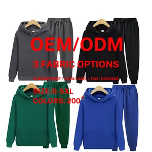 2023 New Style 100% Polyester Private Label Custom 3d Embossed logo Unisex Sweatpants and Hoodie Set For Man