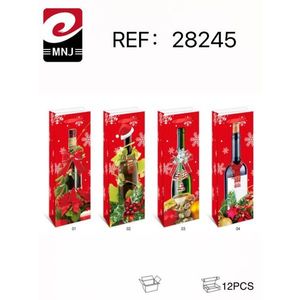 Mnj Holiday Wine Gift Box 12Pcs Christmas Packaging Red Snowflake Design Bottle Cover Set - Product Image 2