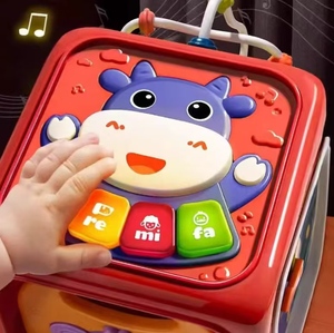 Centro de Actividades Infantiles 6 en 1 con Diseño de Dibujos Animados, Laberinto de Cuentas Multifuncional, Cubo de Actividades para Bebés y Niños Pequeños - Product Image 4