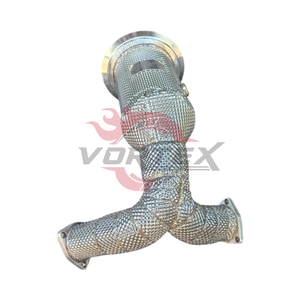 Collecteur d'échappement haute performance en acier inoxydable 304 avec catalyseur pour Audi S4 S5 B9 3.0T V6 2017-2024 avec bouclier thermique, sans voyant d'avertissement moteur - Product Image 1