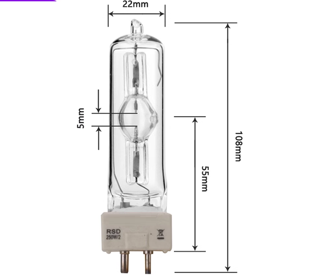 HoneyFly Metal Halide Lamp GY9.5 100V-240V 250W/2 200W 800K Single End Computer Moving Head Light Bulb Stage Light
