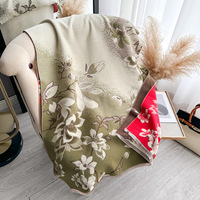 Écharpes en cachemire jacquard de haute qualité pour femmes, imprimé fleur de magnolia, logo personnalisé, douces, chaudes et longues, vente en gros