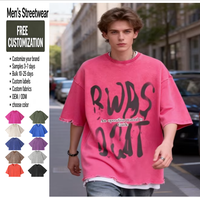 T-shirt en coton épais 280 g/m² vierge, délavé style vintage, pour homme, streetwear, hip-hop, personnalisable avec impression sérigraphique