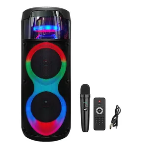 SING-E ZQS8222 40W Portable Wireless Speaker with Double Subwoofer Heavy Bass FM Radio, Microphone, Lights, Remote, EQ Mode