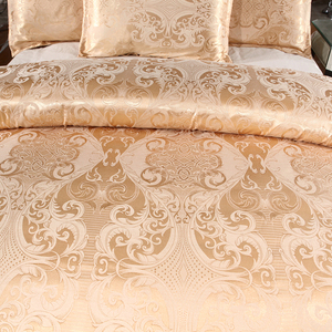 Bộ ga trải giường chất liệu polyester phong cách châu Âu cổ điển, họa tiết jacquard vàng, mềm mại như lụa, in họa tiết. - Product Image 6