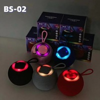Speaker BS-02 Mini tahan air IPX-6, desain ringkas, suara bass stereo, portabel, LED RGB, untuk olahraga luar ruangan