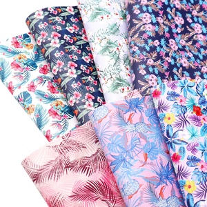 Lot de 7 feuilles de tissu synthétique en vinyle imitation <span class=keywords><strong>cuir</strong></span>, <span class=keywords><strong>imprimé</strong></span> floral ananas, 8x12 pouces, pour nœuds, boucles d'oreilles et loisirs créatifs - Product Image 2