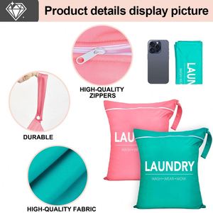 2 Pcs <b>Travel</b> <b>Laundry</b> <b>Bag</b> - Waterproof Wet Dry Washable <b>for</b> Dirty Clothes, Bathing Suit, Workout, Gym, Swimming - Product Image 3