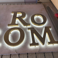 Letrero Luminoso 3D de Fábrica con Retroiluminación LED, Letrero Iluminado con Logotipo de Empresa, Letrero de Acrílico Metálico Dorado con Nombre de Tienda, Letrero Frontal Iluminado