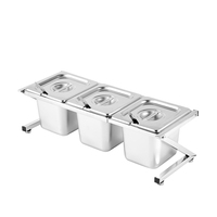 Fournitures de cuisine en métal pour station de préparation de salade de fruits de restaurant avec boîte d'assaisonnement herbes condiments accessoires de verres