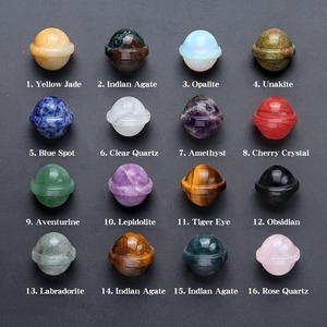 Feng Shui, Mini <span class=keywords><strong>Planeta</strong></span> de Cristal de 20 mm, Piedra Natural, Gema, Mini Esfera de Cristal Curativa, Ojo de Tigre, <span class=keywords><strong>Planeta</strong></span> Tallado, Regalos de OVNI - Product Image 2