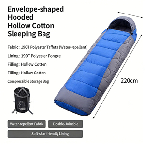 Sac de couchage enveloppant pour adultes unisexe en tissu polyester avec rembourrage en coton creux, longueur extra longue, coupe-vent, chaud, pour la saison de camping - Product Image 6