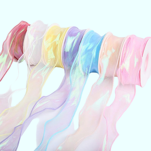 (10 หลา/แพ็ค) ริบบิ้นออร์แกนซ่าสองด้าน ขนาด 4 ซม. ลายหางปลาหลากสี สำหรับเครื่องประดับผมโลลิต้า โคมไฟ และของตกแต่งบ้าน - Product Image 2