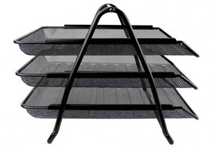 Mesh Wire Desk <b>Organizer</b> <b>File</b> Holder Document Tray 3 Parts Metal - Product Image 3