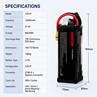 Penjualan Pabrik Baterai Drone Kapasitas Besar 12000mAh 47.4V 10C Siklus Panjang Daya Tahan Lama Baterai Lipo Bersertifikasi CE