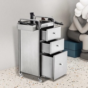 Wallybeauty Luxury Stainless Steel Hair Salon Working <b>Trolley</b> Cart <b>Trolley</b> Salon Station <b>Trolleys</b> with Wheels - Product Image 2