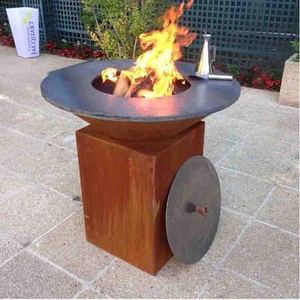 Barbecue <span class=keywords><strong>à</strong></span> charbon de <span class=keywords><strong>bois</strong></span> en acier Corten, foyer <span class=keywords><strong>à</strong></span> charbon de <span class=keywords><strong>bois</strong></span> avec stockage - Product Image 3