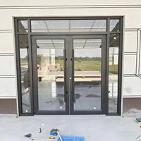 Puerta de Seguridad de Aluminio con Cristal Templado, Resistente a la Corrosión e Impermeable, para Tiendas Minoristas, Entrada Principal de Hoteles y Centros Comerciales