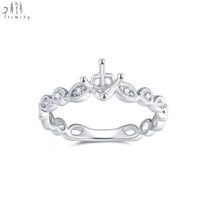 Top Quality Trendy Leaves Design Fine Jewelry 18K Solid White Gold Real Natural Diamond Semi Mount Ring For Women <b>Wedding</b> Band - Product Image 1
