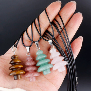 Collier pendentif sapin de Noël en cristal et pierre naturelle de <span class=keywords><strong>Madagascar</strong></span>, personnalisable, cadeau de Noël et du Nouvel An, vente en gros - Product Image 1