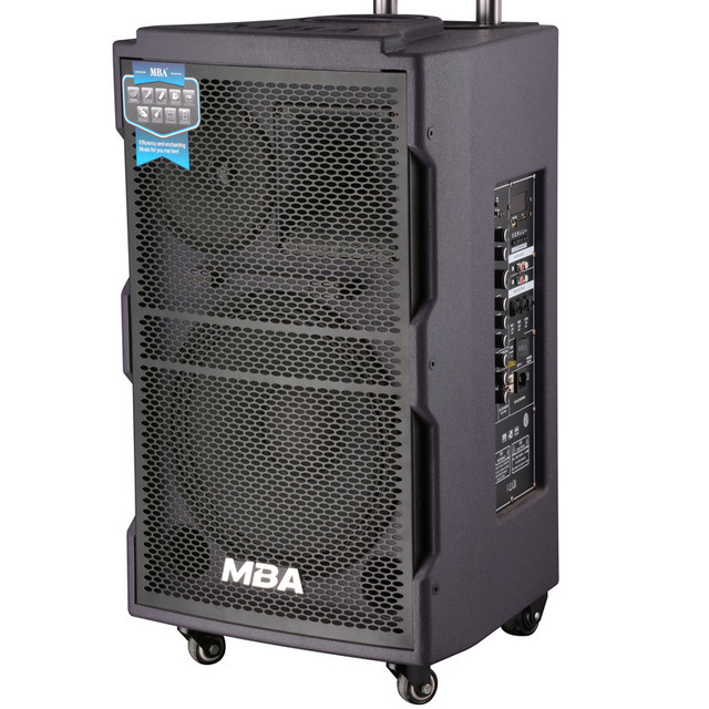 MBA 12 Inch Portable Trolley Speaker with Wheels Big Power Subwoofer Speaker Noble Purple Wooden Outdoor Indoor Speaker