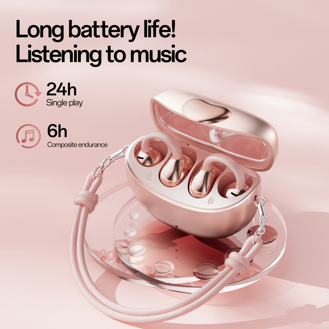 CP&AP Cloud Comfort Open Wearing OWS Open Ear TWS Bone Conduction Earbuds Stylish Heart Box