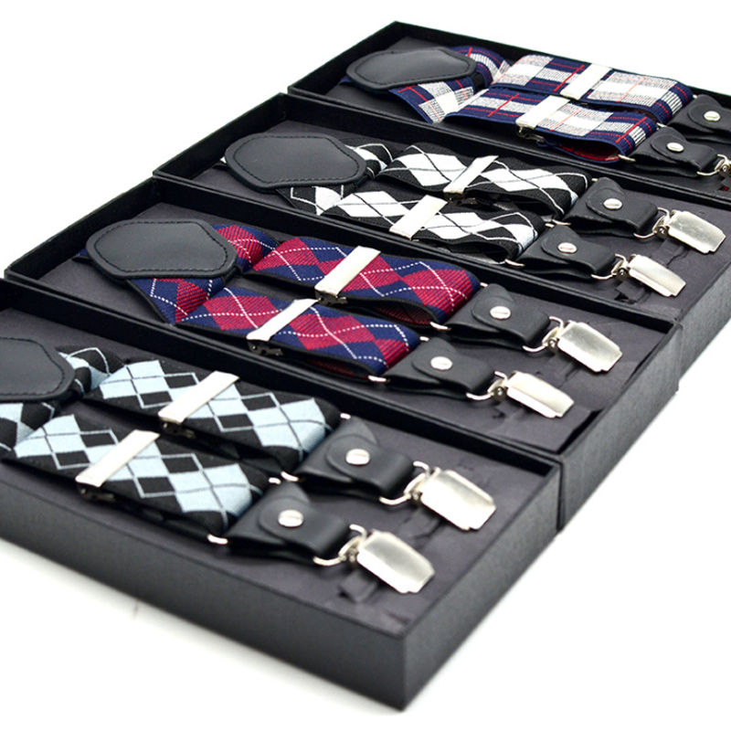 Классические кожаные подтяжки на 4 клипсах, мужские винтажные повседневные подтяжки, ремешок для брюк, подарок отцу/мужу в коробке