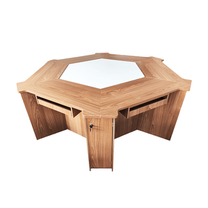 Mesa Hexagonal de estilo moderno Escritorio para varias personas con pantalla de visualización eléctrica ajustable en altura Escritorio de computadora para muebles escolares - Product Image 1